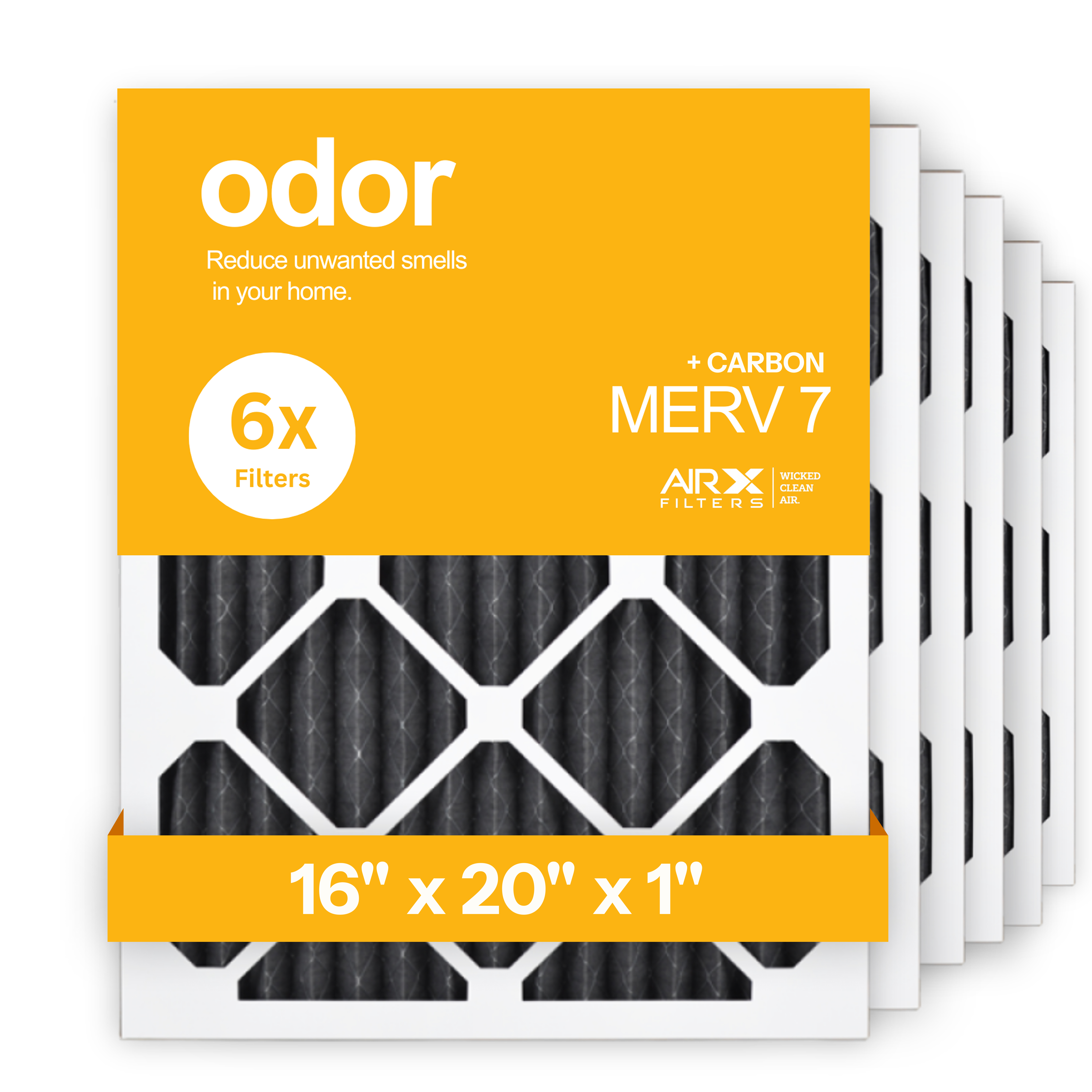 16x20x1 AIRx ODOR Air Filter - Carbon, 6-Pack