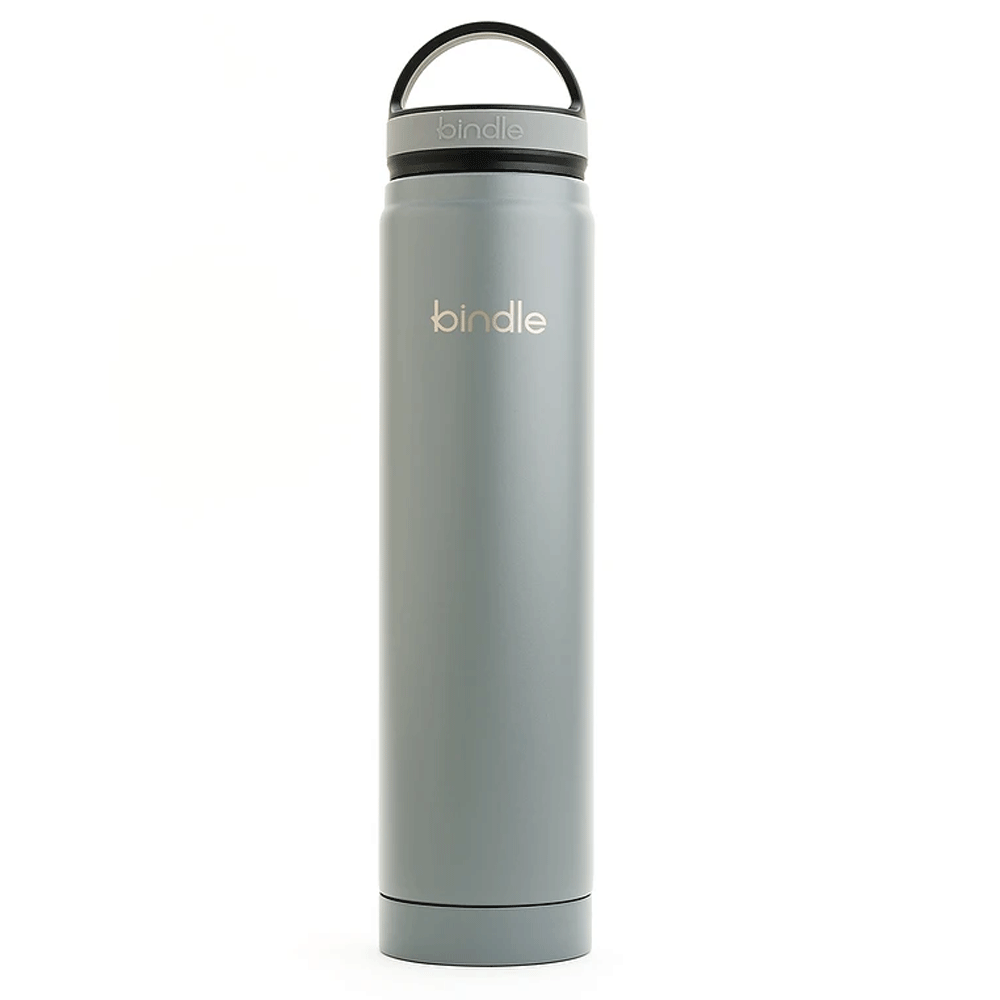 Bindle® Slim Stainless Water Bottle with Built-In Storage, Grey