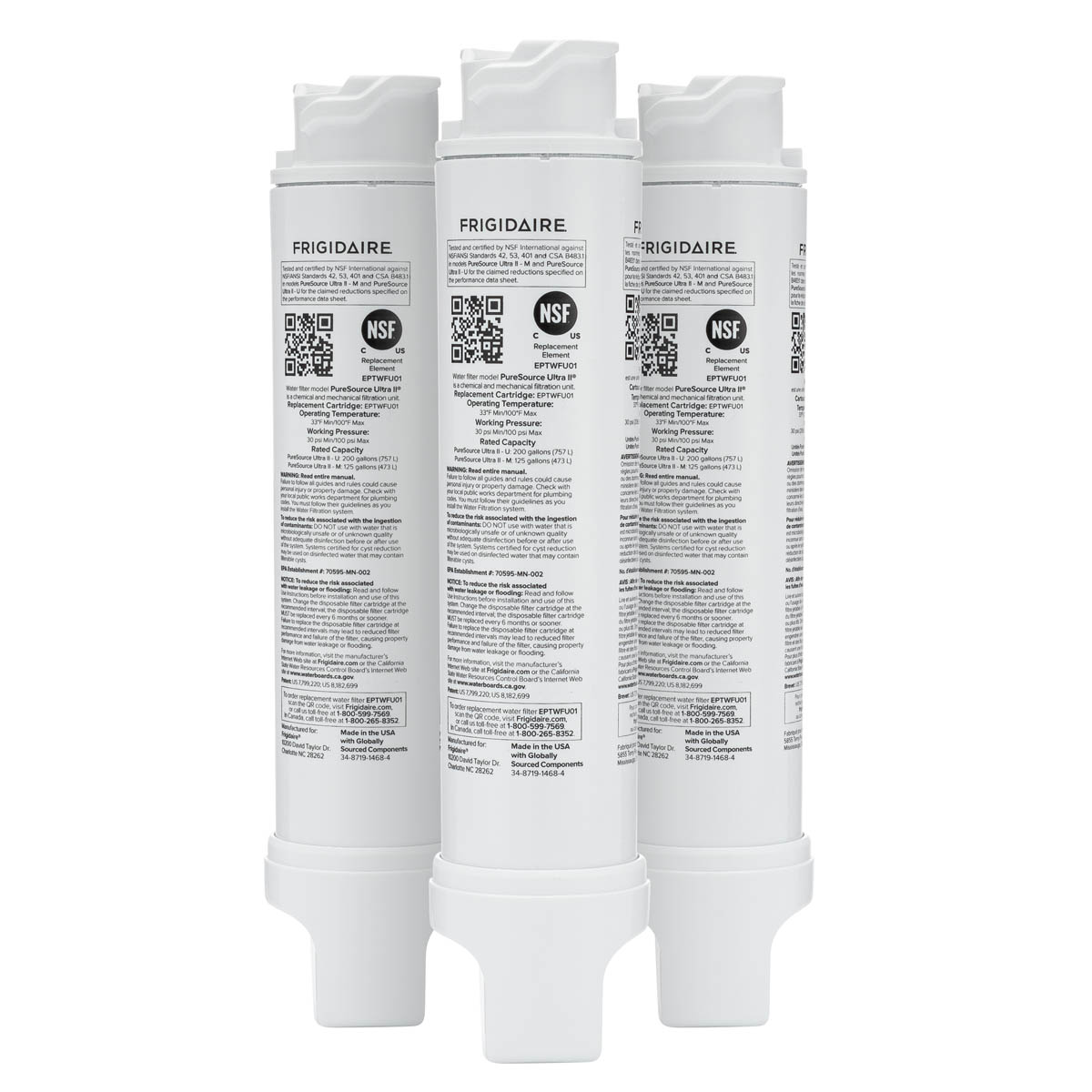 Frigidaire EPTWFU01 Refrigerator Water Filter, 3-Pack