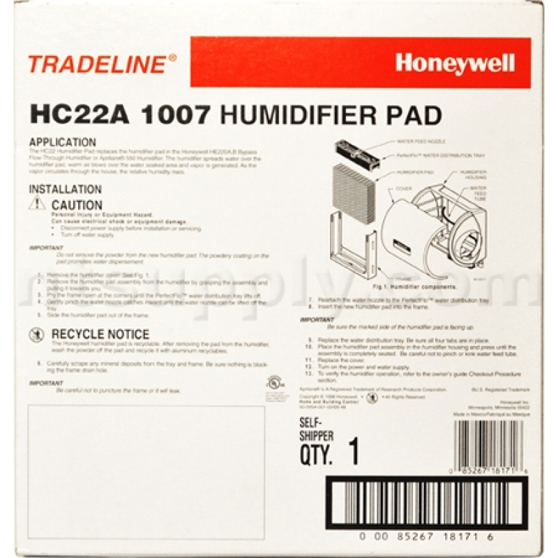 Honeywell HC22A 1007 Humidifier Pad, 10Pack