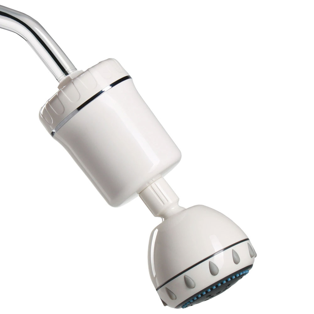 Aqualux Dechlorinating Shower Filter System with Head, White product image